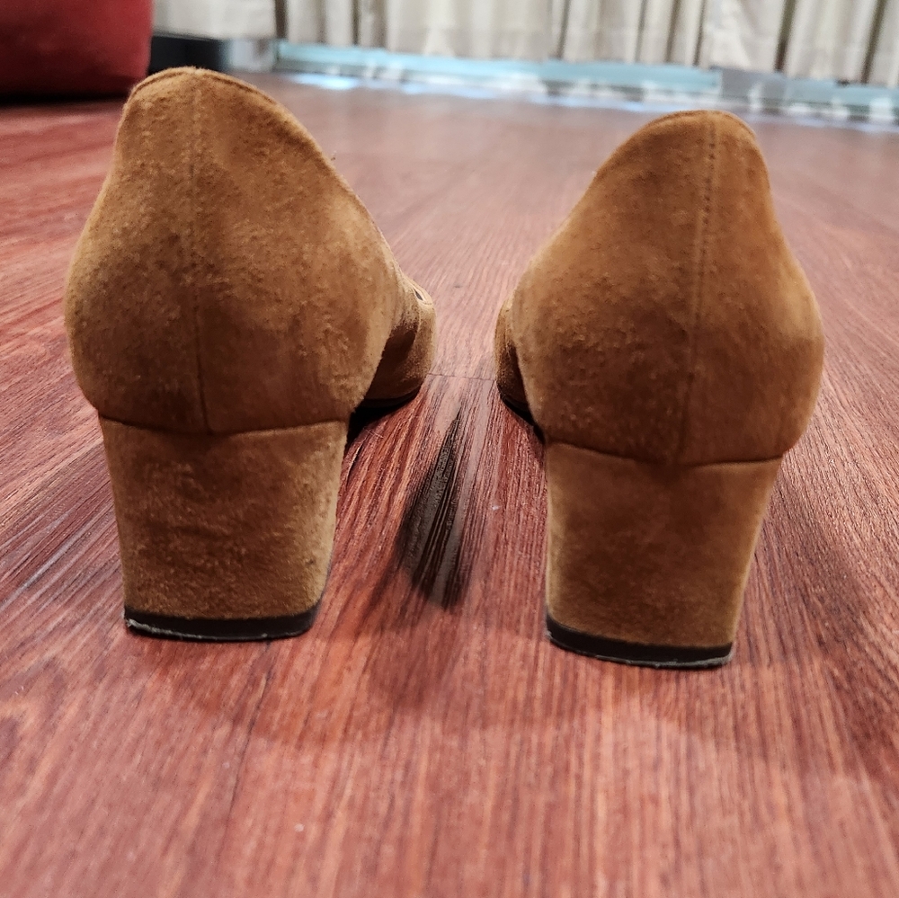 Aquatalia Neely Suede Brown Block Heels Tan Pasha - Picture 6 of 9